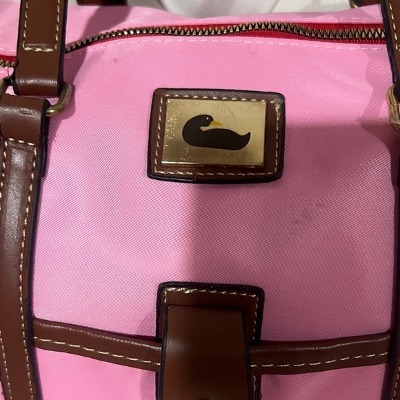Dooney and Bourke Chic Pink Tote Bag with Brown Accents,  bubble gum color - Picture 3 of 12